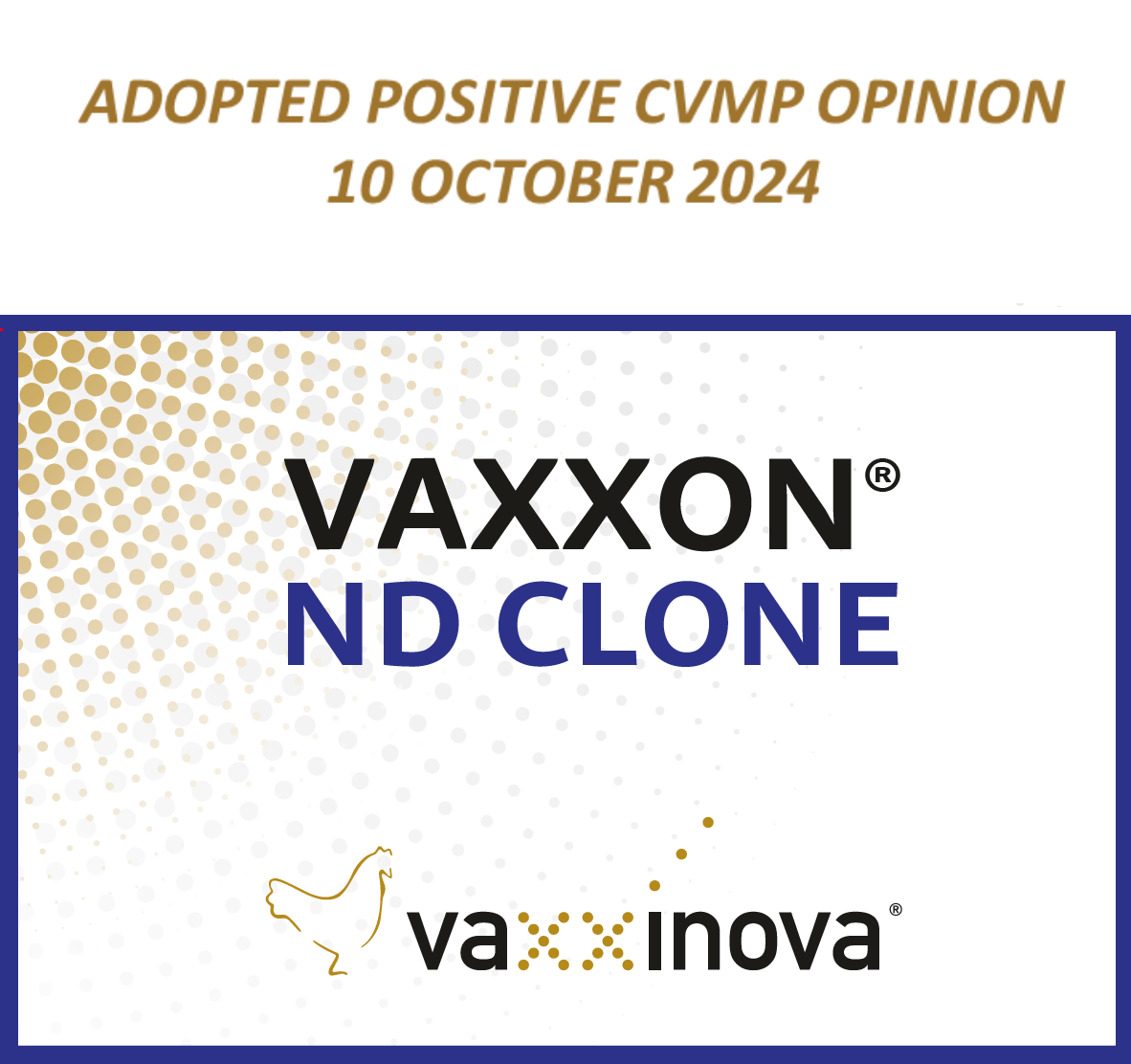 CVMP positive opinion for Vaxxon® ND Clone from Vaxxinova